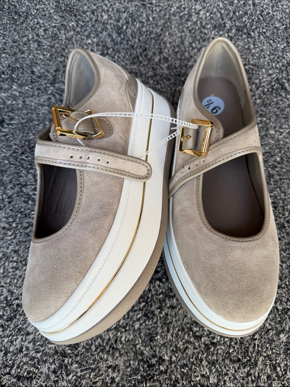 Michael Kors Taupe Suede Platform Mary Jane Loafers